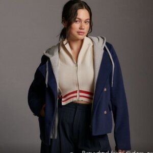 NWT MAEVE TWOFER HOODIE PEACOAT Anthropologie Blue 3X